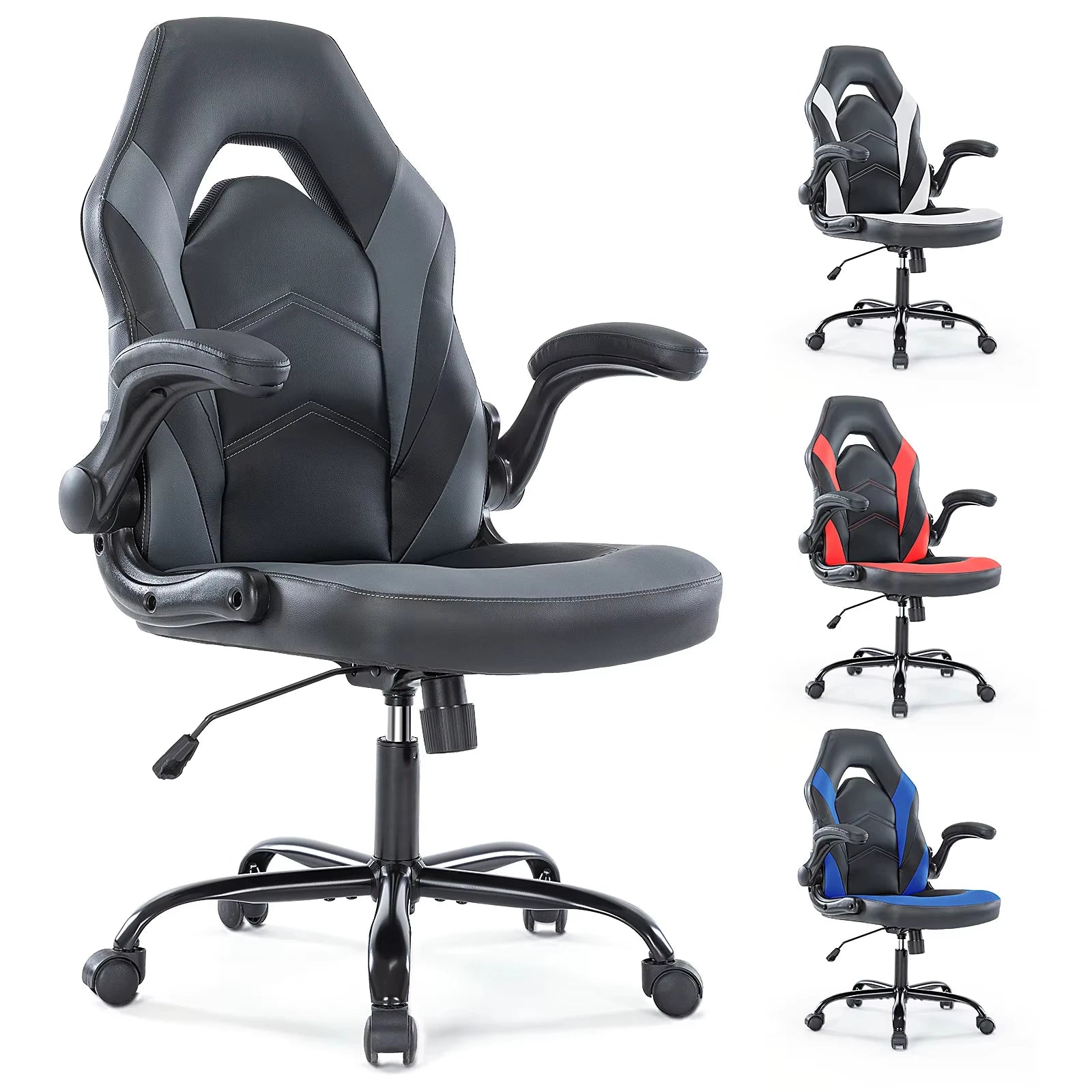 JHK Ergonomic PU Leather Gaming &amp; Office Chair with Flip-Up Armrests