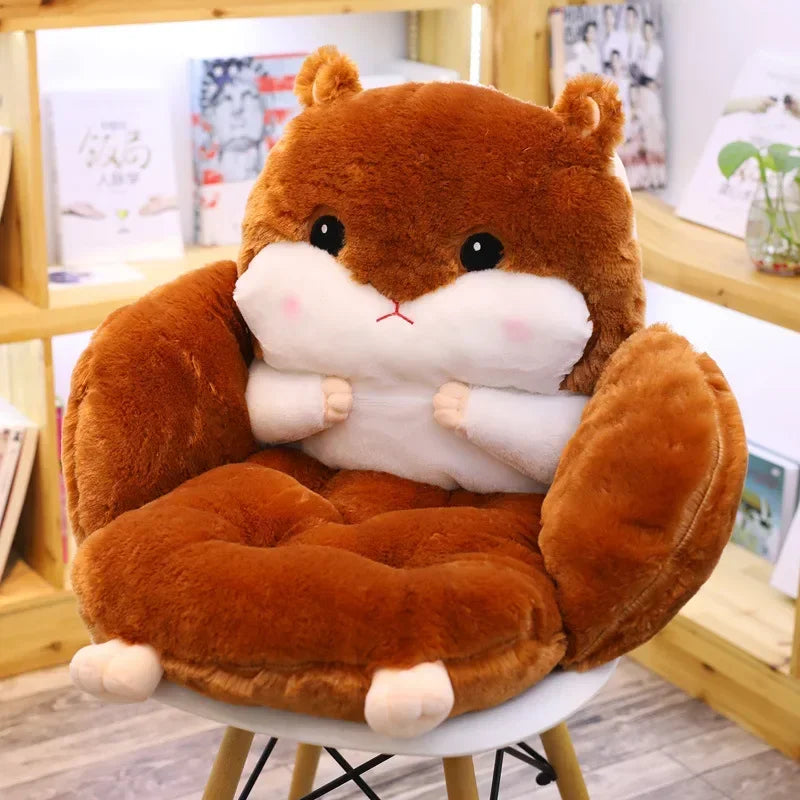 Cartoon Chair Cushion Office Cute Hamster Shaped Seat Cushion Winter Thermal Home Supplies
