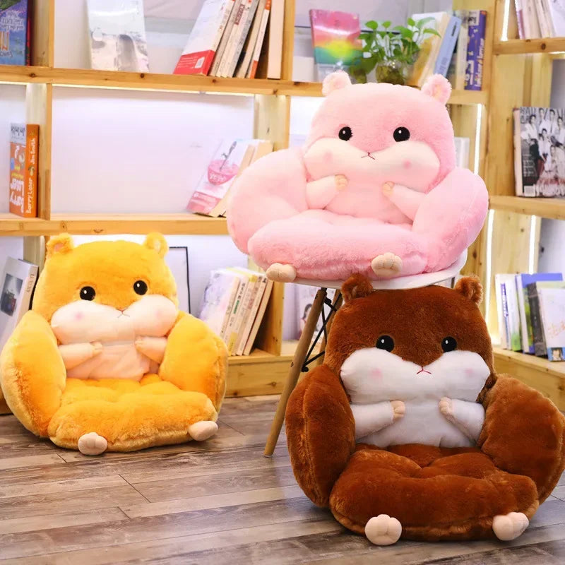 Cartoon Chair Cushion Office Cute Hamster Shaped Seat Cushion Winter Thermal Home Supplies