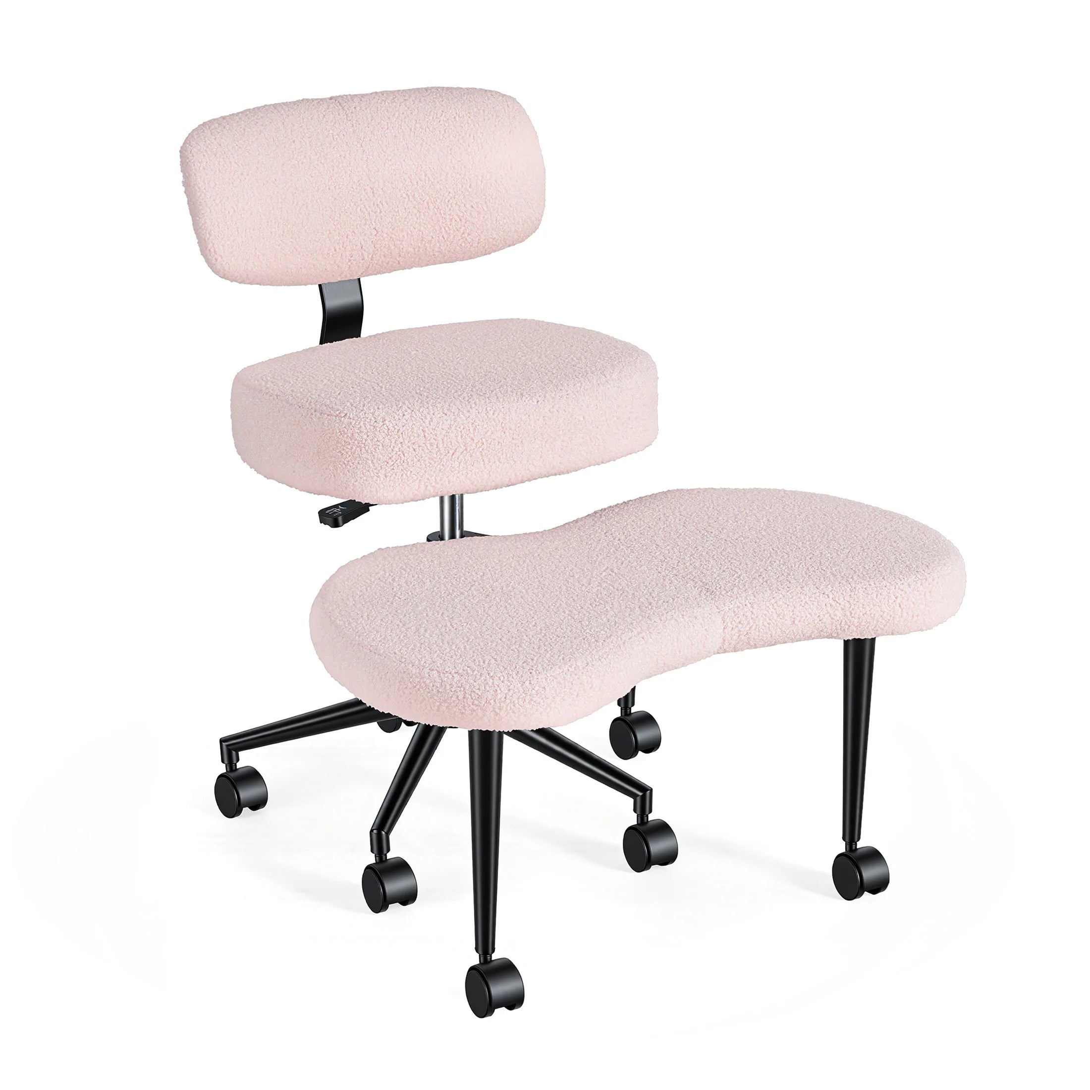 JHK Teddy Fleece Armless Ergonomic Office Chair with Lumbar Support – Cozy Comfort Meets Modern Productivity