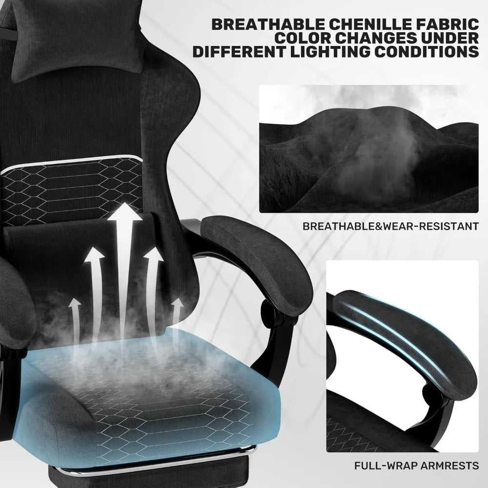 Ergonomic Gaming Chair with Footrest &amp; Massage Lumbar Support – High Back Recliner for Gaming, Office & Study (Custom Options)