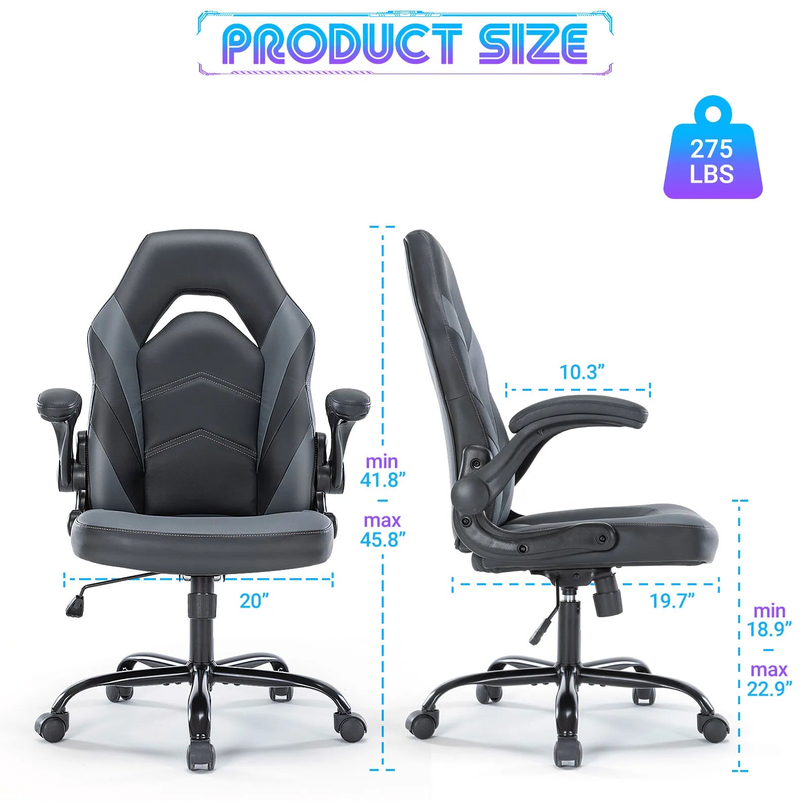 JHK Ergonomic PU Leather Gaming &amp; Office Chair with Flip-Up Armrests