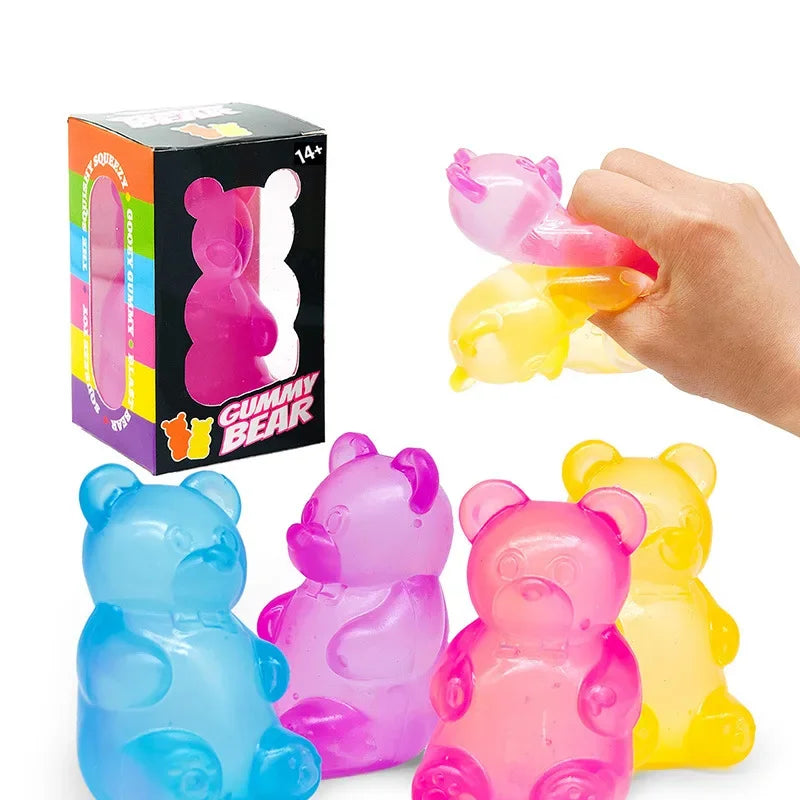 Cute Bear Stress Relief Squeeze Toy – Colorful Desk Decoration