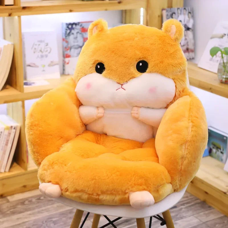 Cartoon Chair Cushion Office Cute Hamster Shaped Seat Cushion Winter Thermal Home Supplies
