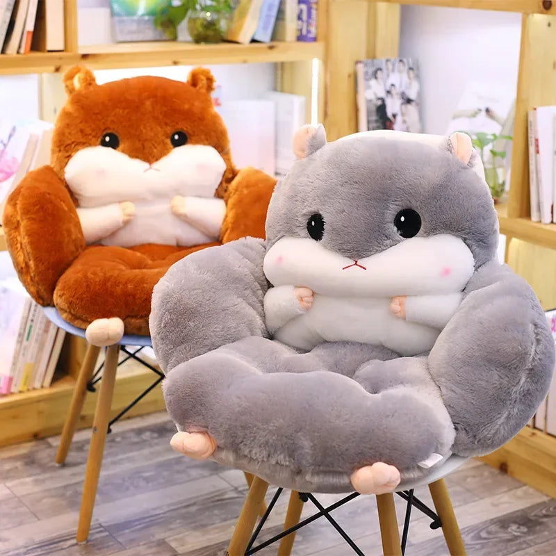 Cartoon Chair Cushion Office Cute Hamster Shaped Seat Cushion Winter Thermal Home Supplies