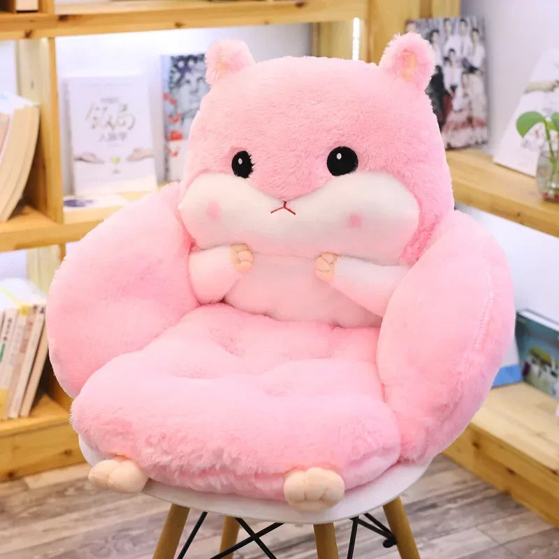 Cartoon Chair Cushion Office Cute Hamster Shaped Seat Cushion Winter Thermal Home Supplies