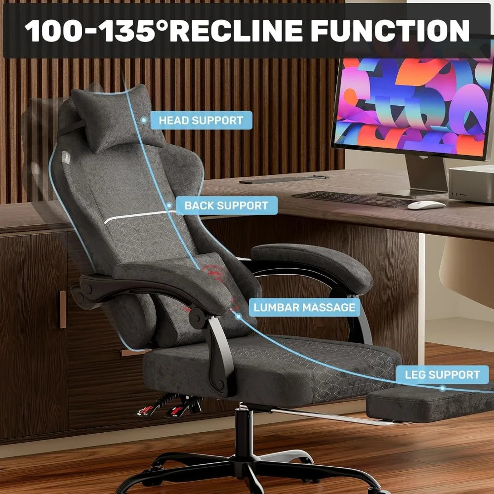 Ergonomic Gaming Chair with Footrest &amp; Massage Lumbar Support – High Back Recliner for Gaming, Office & Study (Custom Options)