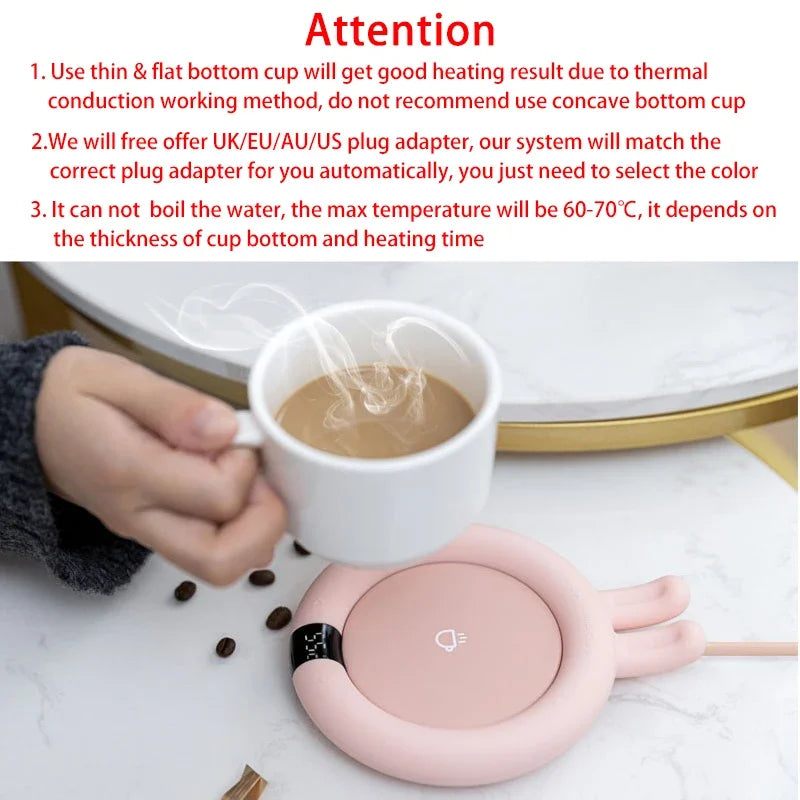 Electric Mug Warmer – 3-Temperature Adjustable Coaster for Home & Office
