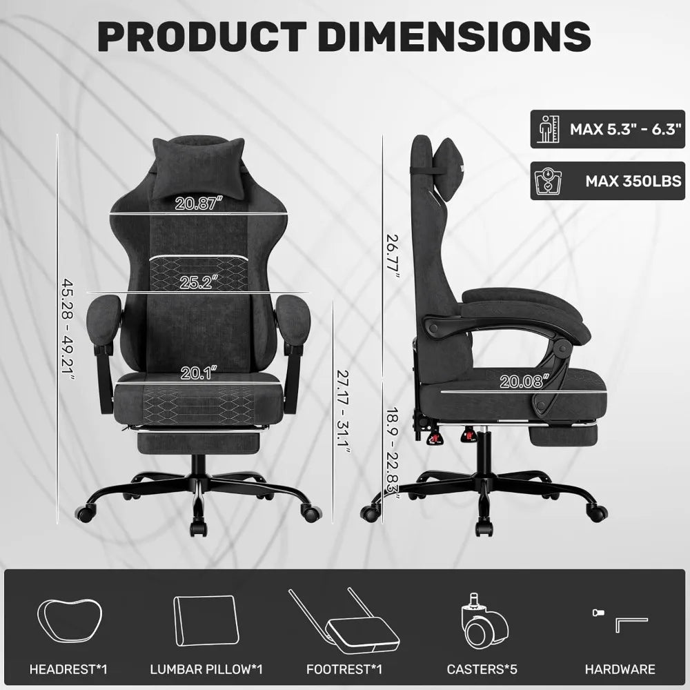 Ergonomic Gaming Chair with Footrest &amp; Massage Lumbar Support – High Back Recliner for Gaming, Office & Study (Custom Options)